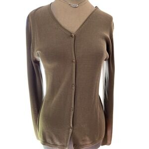 Vintage silk cardigan Bark button up‎ MED elegant minimalist, capsule wardrobe